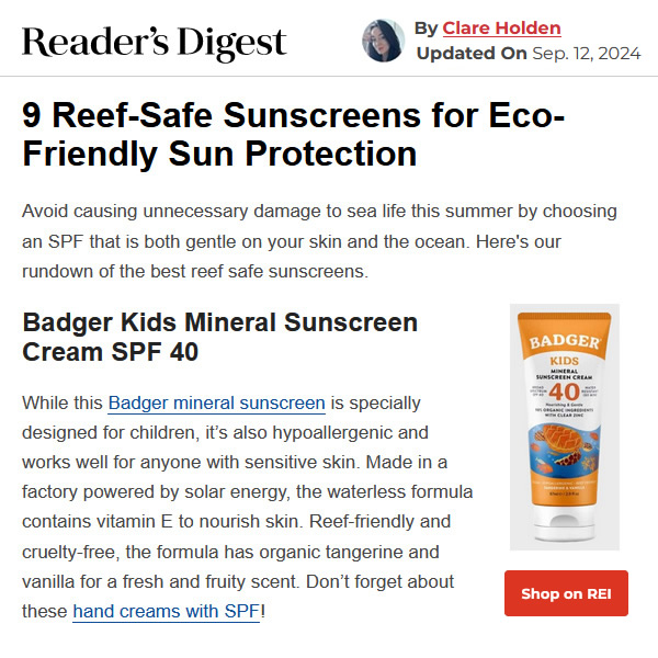 Badger in Readers Digest