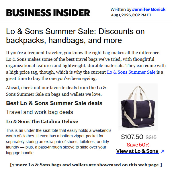 Lo & Sons in Business Insider